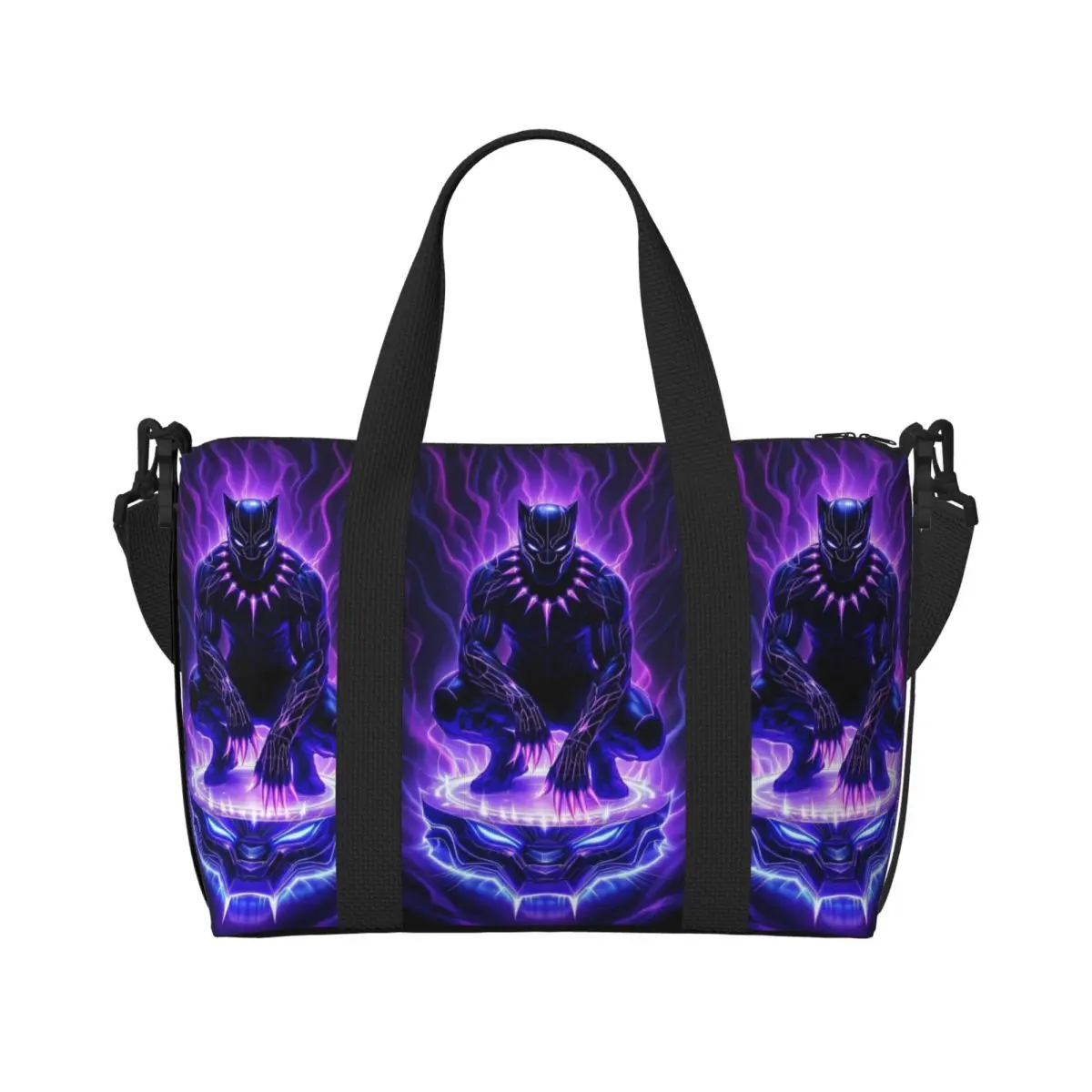 

Большая большая сумка-тоут с черной пантерой для женщин, сумка-шоппер на плечо с комиксами, пляжная дорожная сумка для спортзала