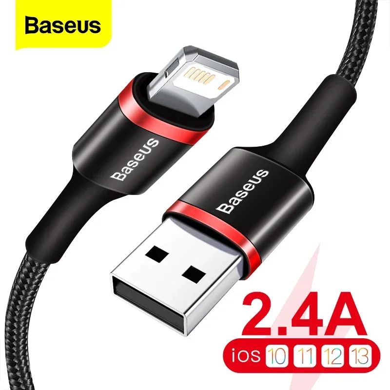 Baseus USB Cable For iPhone 13 12 11 Pro XS Max X XR 8 7 6 6s Plus 5s 3M Fast Charging Charger Wire Data Cord Mobile Phone Cable