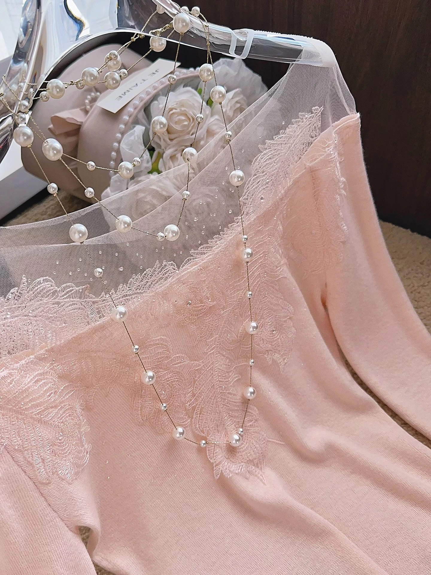 

Slimming Effectiven Feathers Lace Splicing Pure Desire Knitted Base irt Women's Faion Winter Warm Woolen Long Sve