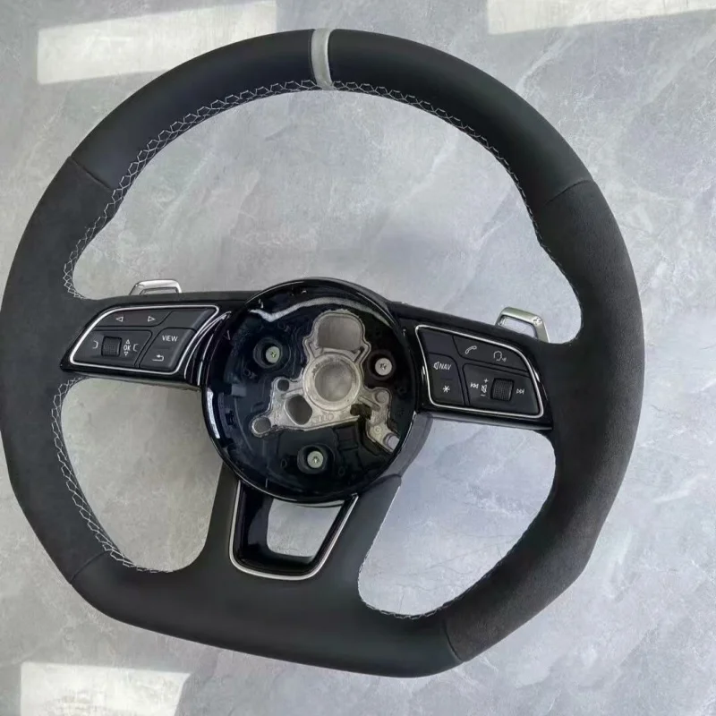 Multi Functional Perforated Leather Flat Bottomed Sports Steering Wheel For Audi B9 A3 A5 RS3 RS4 RS5 S3 S4 S5 2018 2019 2022