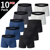 4/10 Pcs Solid Color Basic Men's Plus Size Boxers Underwear Comfortable And Fashionable Teenagers Multi-piece Matching Underwear