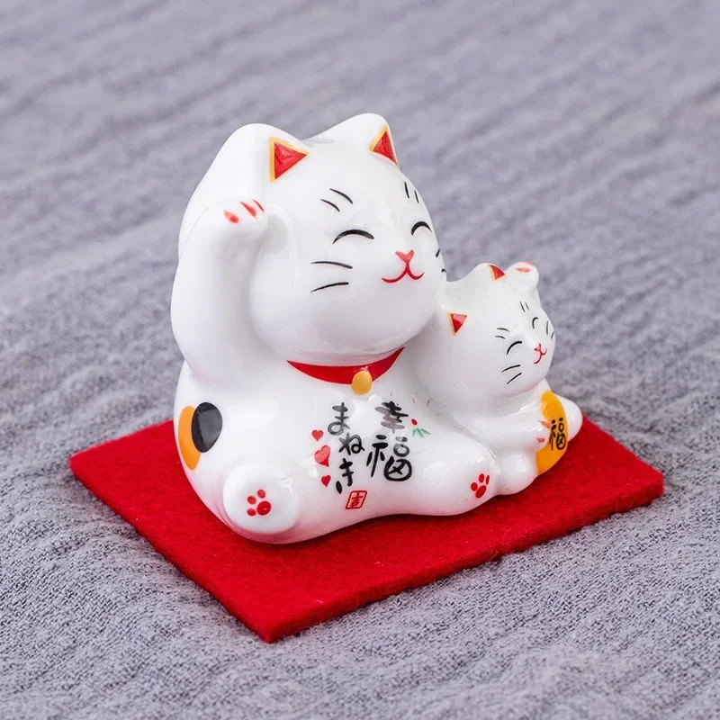 

1pc Lucky Cat Figurine Japan Cartoon Animal Model Miniatures Home Car Hotel Restaurant Decor Desktop Ornament New