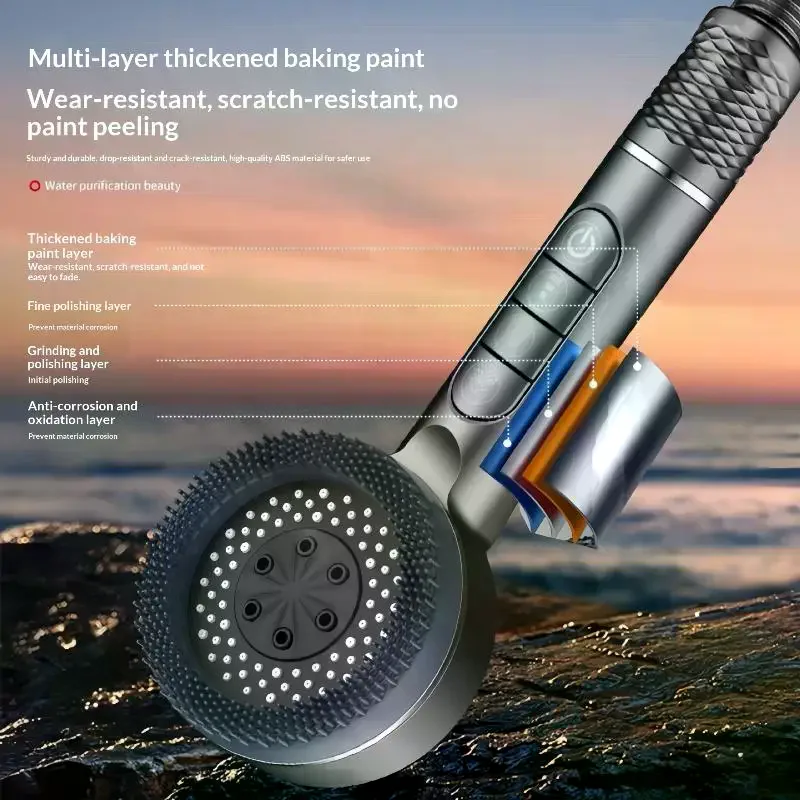 1pc Shower Head Filtered Supercharged Four-speed Adjustment With Water Seal Multi-functional Home Bathroom Accessories