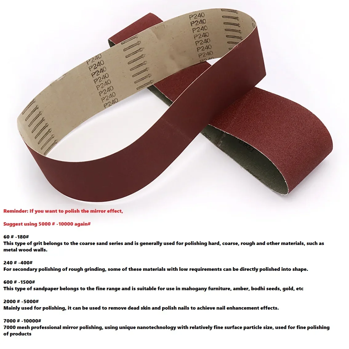 80-320 Grits Sanding Belt Aluminum Oxide Sand Belt Metal Rust Removal Wood Polishing Sand Cloth Belt Belt Sander Abrasive Tool