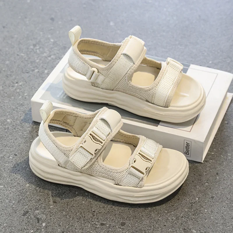 

Boys Sandals 2024 Summer New Style Girls Breathable Sports Beach Shoes Medium and Large Children Soft Sole Anti-Slip Versatile