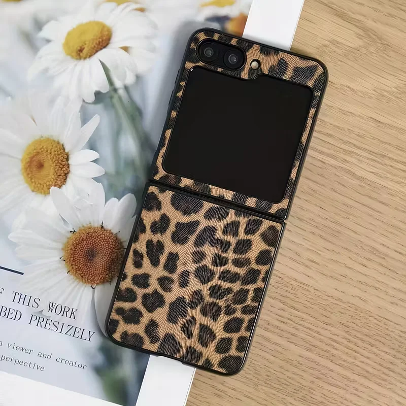 Luxus Leopard Muster PU Leder Harte PC Telefon Fall Für Samsung Galaxy Z Flip 7 6 5 4 3 5G Flip 7 Fe Mode Coole Zurück Abdeckung – Detail 7