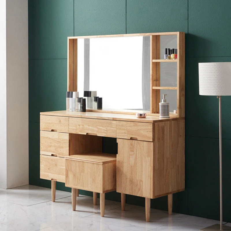 All solid wood dresser storage cabinet integrated bedroom modern simple Nordic multi-functional ins small apartment dressing tab