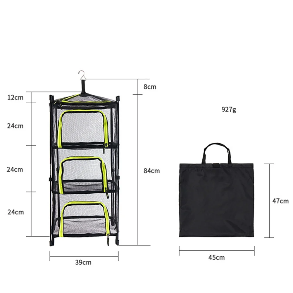 

1pc Folding Drying Net -Layer Mesh Hanging Dryer For Kitchen Fruit Vegetable Drain Rack Storage Organizer