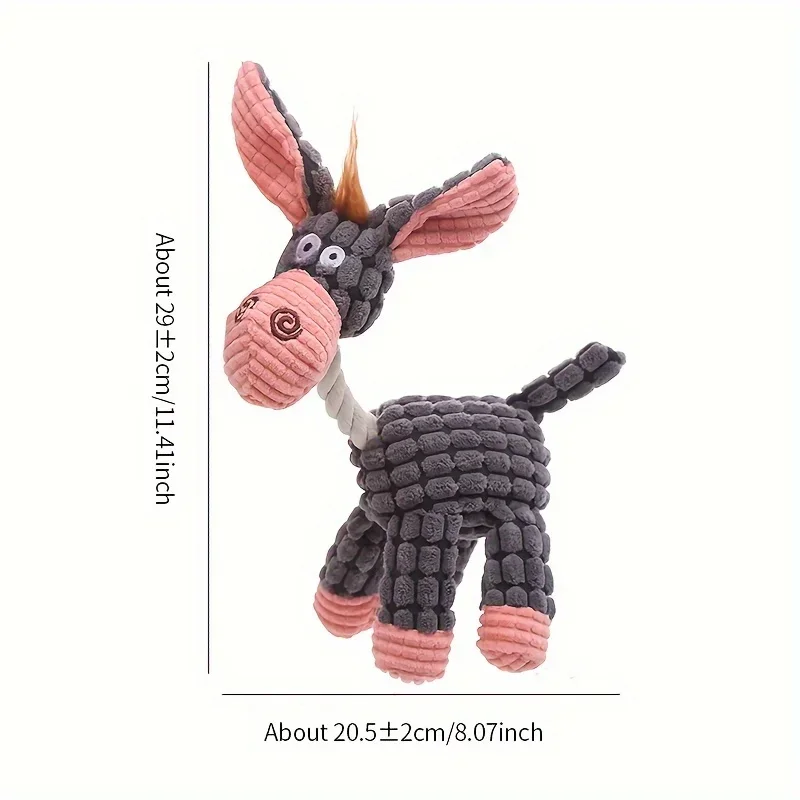 1pc Donkey Design Pet Grinding Teeth Squeaky Plush Toy, Chewing Toy For Dog Interactive Supply