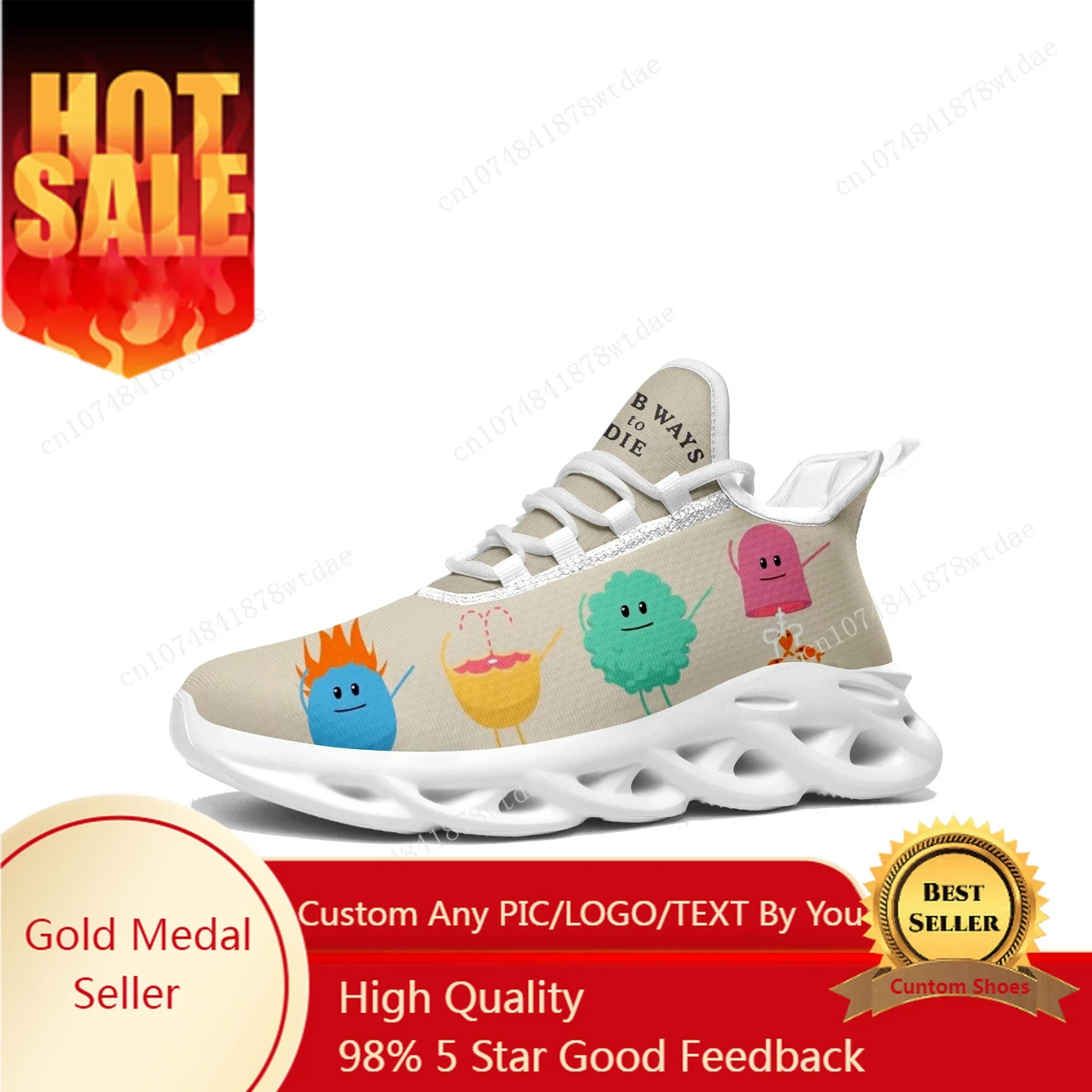 

Dumb Ways To Die Flats Sneakers Mens Womens Teenager Sports Running Shoes High Quality Cartoon Custom Lace Up Mesh Footwear