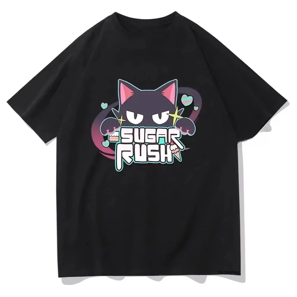 2026 New Blue Archive Kazusa Sugar Rush Black Cat Tshirt Oversized Unisex Streetwear Anime Waifu Tee