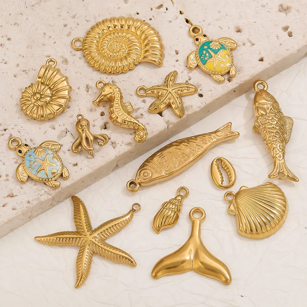 5pcs Golden Stainless Steel Pendants DIY Jewelry Accessories Connectors for Women's Necklace Earring Making Jewelery Materials image 5