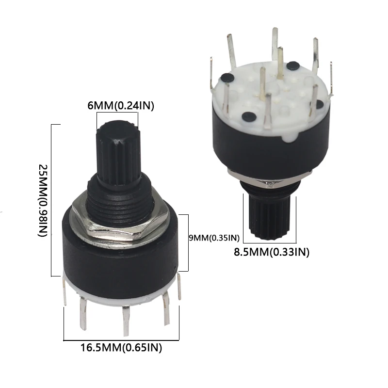 【5PCS】SR16 Plastic 16MM Rotary Band switch 2 Pole 3 4 position 1 Pole 5 6 8 Position Handle Length 15MM Axis band switch