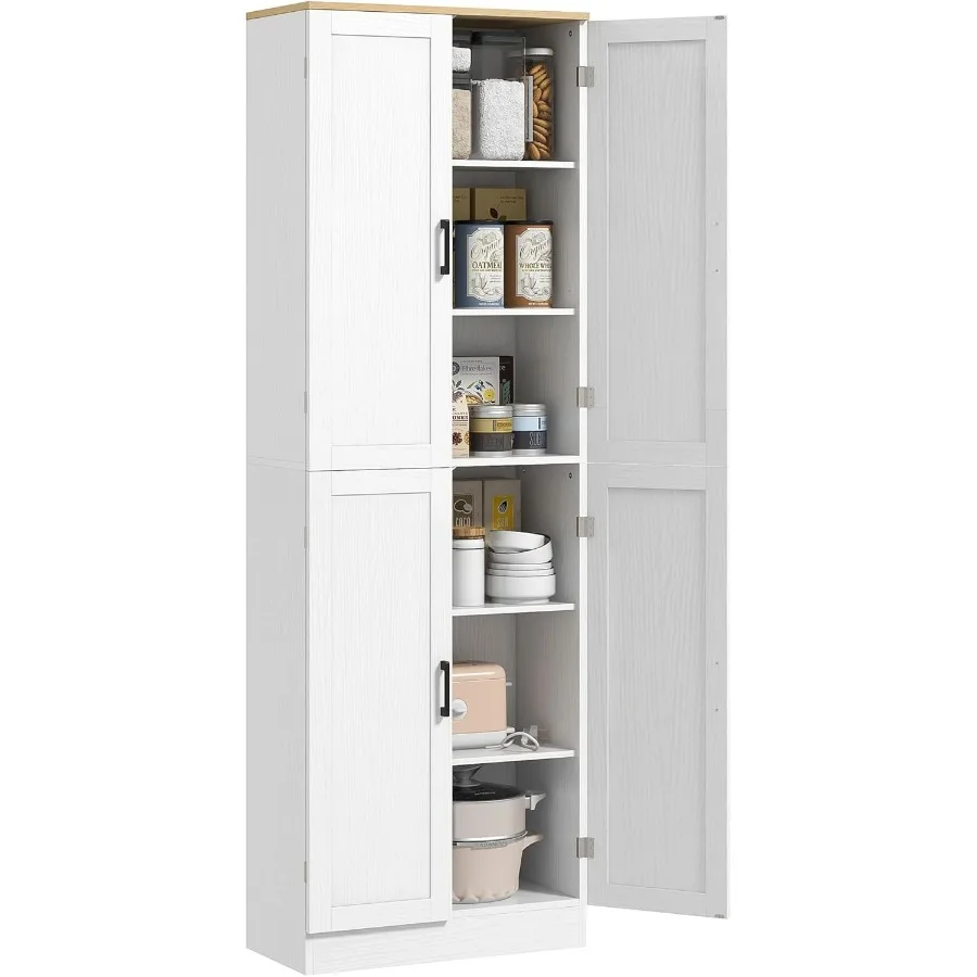 

67 Freestanding Kitchen Pantry 4-Door Storage Cabinet Organizer with Adjustable Shelves Kitchen Cabinet with Doors and Shelves