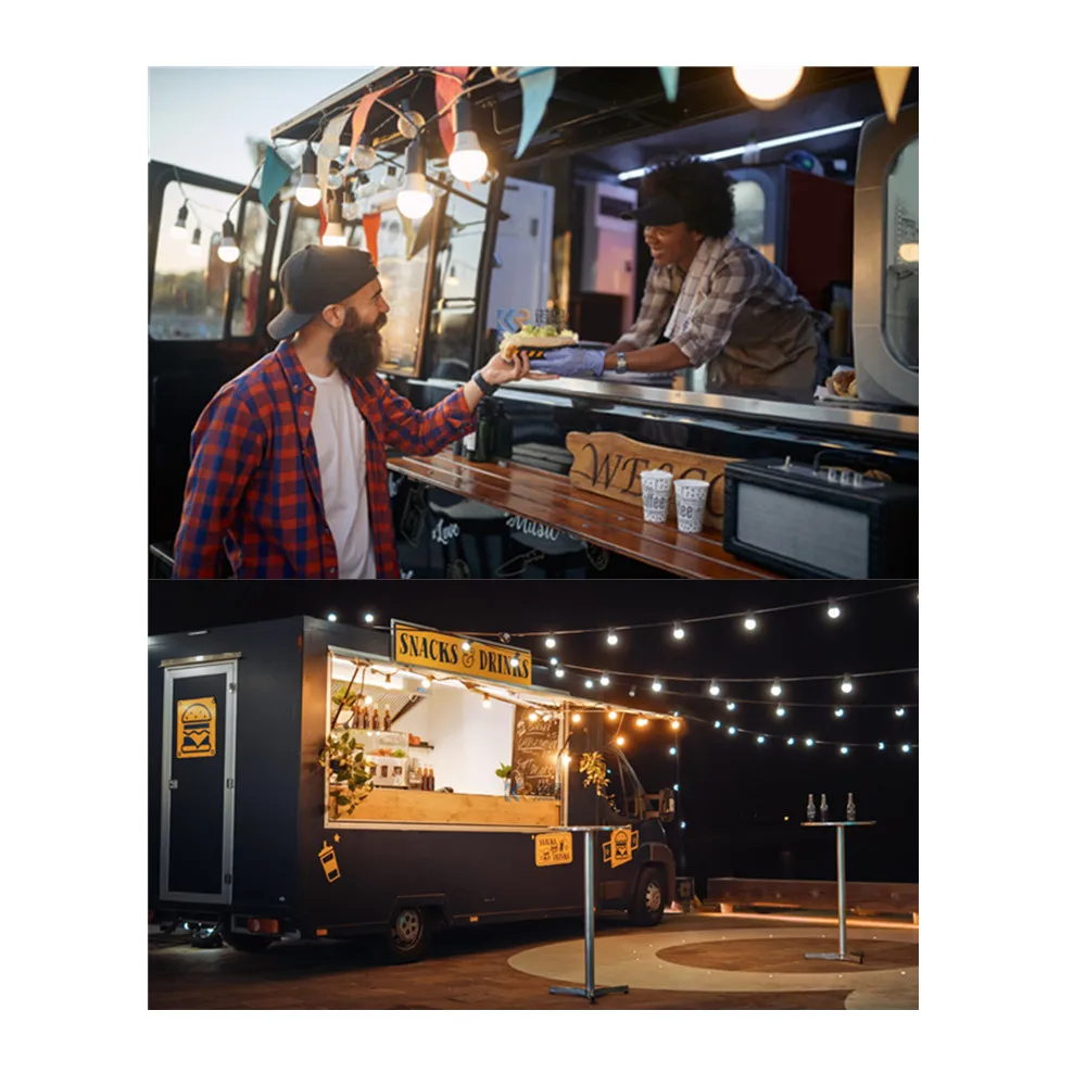 Caminhão de comida personalizado com cozinha completa Caminhão de comida móvel para venda Carrinho de sorvete retrô para camping