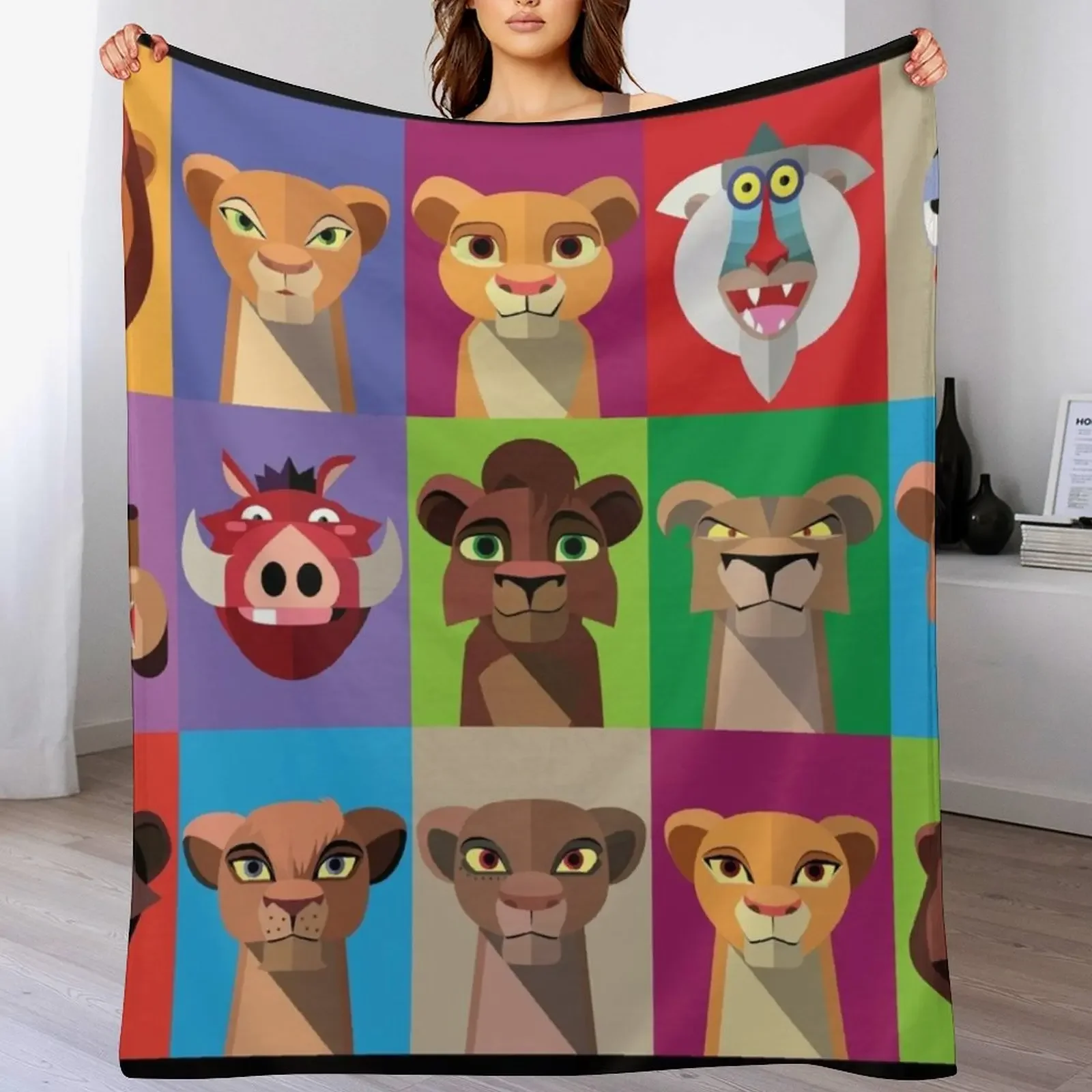 

TLK2 Stylized Icons Throw Blanket Faux Fur Soft Warm Blanket for Bed