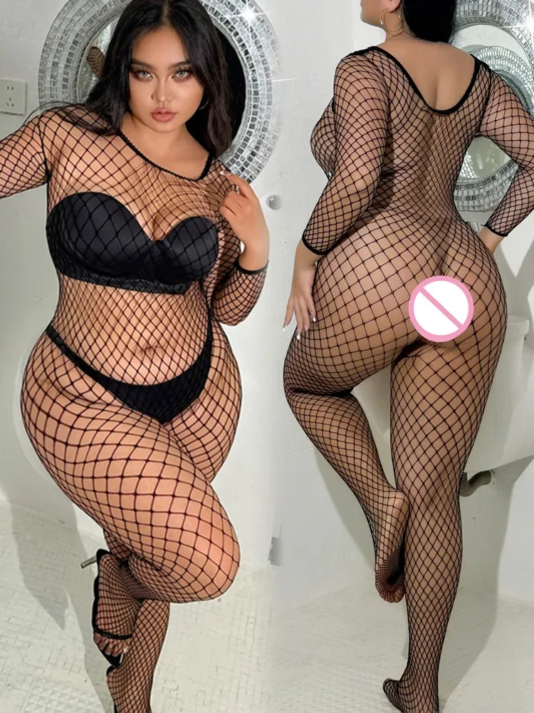 قطعة واحدة بذلة الموضة المثيرة ازياء شبكة شفافة الجوارب الملابس الداخلية جاذبية الإناث الصيد صافي جوارب كامل الجسم