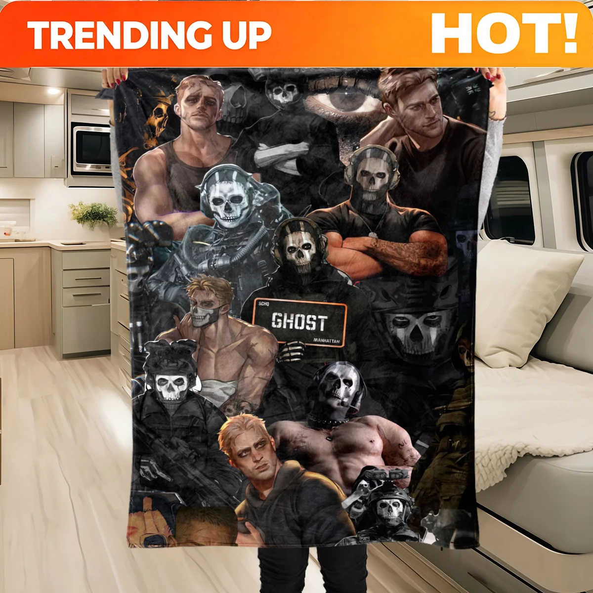 Customize Simon Riley: RV Plush Blanket, Soft and Comfortable All-Season Blanket, Suitable for Bedroom, Bed, Sofa, Naps, Warm Bl