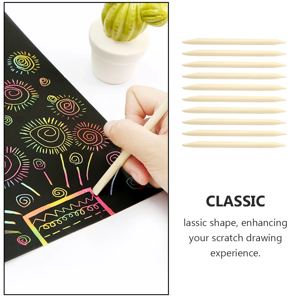 

30pcs Bamboo Pen Scraping Sticks Fine Polishing Burrs Free Safe Use Shape Scratch Drawing Kids DIY Creativity Toys