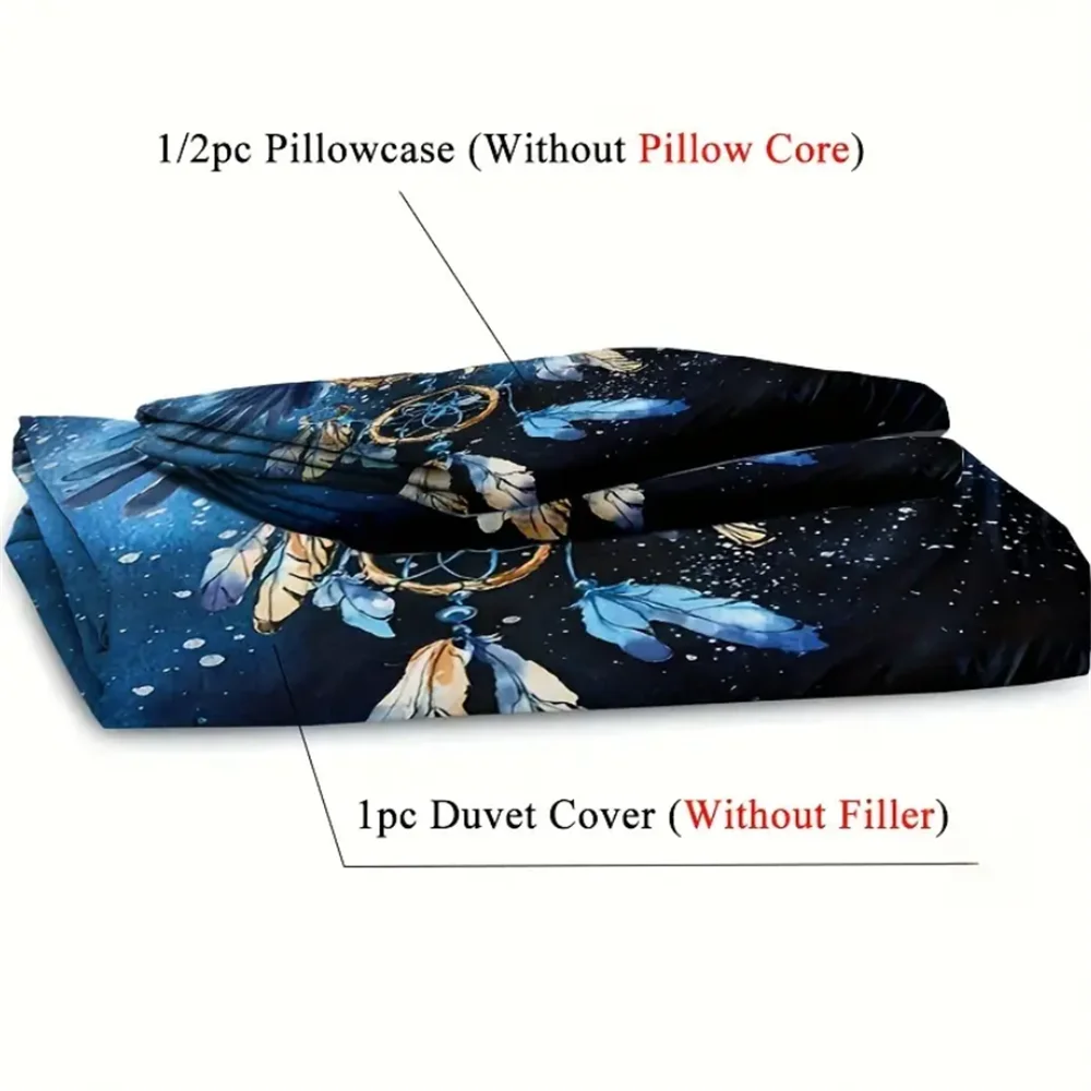 Feather Duvet Cover King Queen Size Wave Flower Ukiyo-e Style Bedding Set Eastern Culture 2/3pcs Polyester Quilt Cover