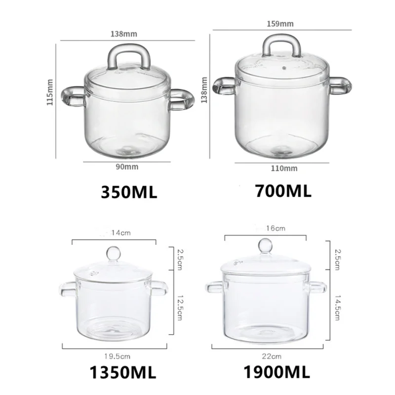 Glass Small Stew Pot Water-proof Transparent Cover Soup Cup Soup Bowl Bird\'s Nest Stew Bowl Open Flame Home Kitchen Supplies