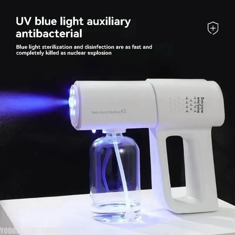 Type C Electric Sanitizer Machine Wireless Nano Blue Light Steam Spray Disinfection Fogging Atomization Gun