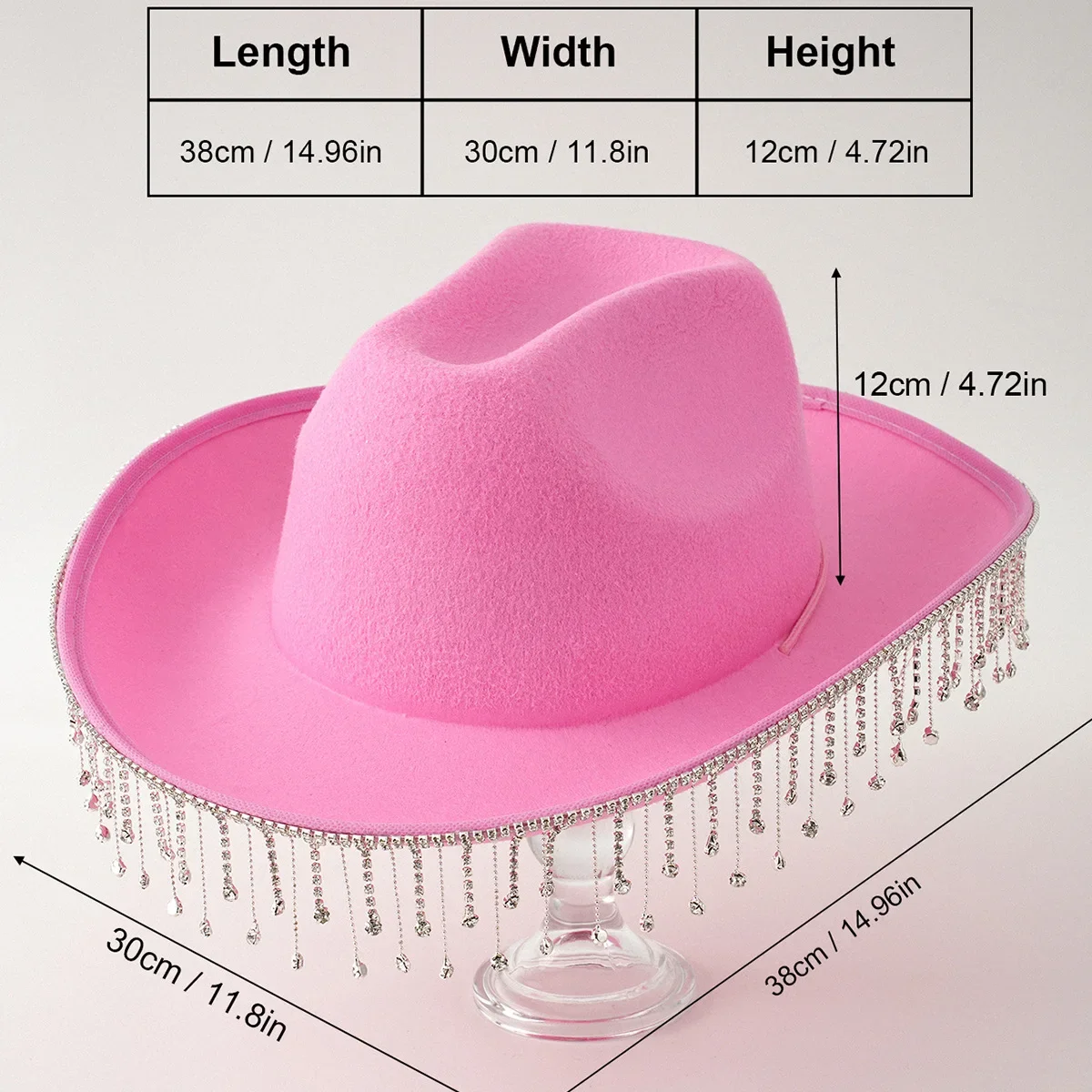 Diamond Fringe Bride Cowgirl Hat Summer Vintage Cowboy Hat Rhinestone Fringe Cowgirl Hat Gift for Women Girl Western Hat