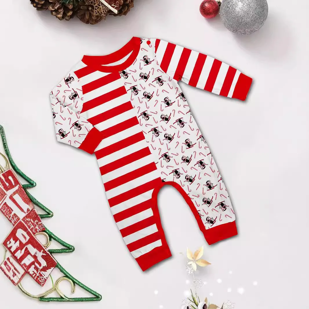 عيد الميلاد الأسرة ارتداء الخريف طبعة الكرتون وأنيق مخطط المرقعة اللون عيد الميلاد البطريق طباعة عطلة منامة #1