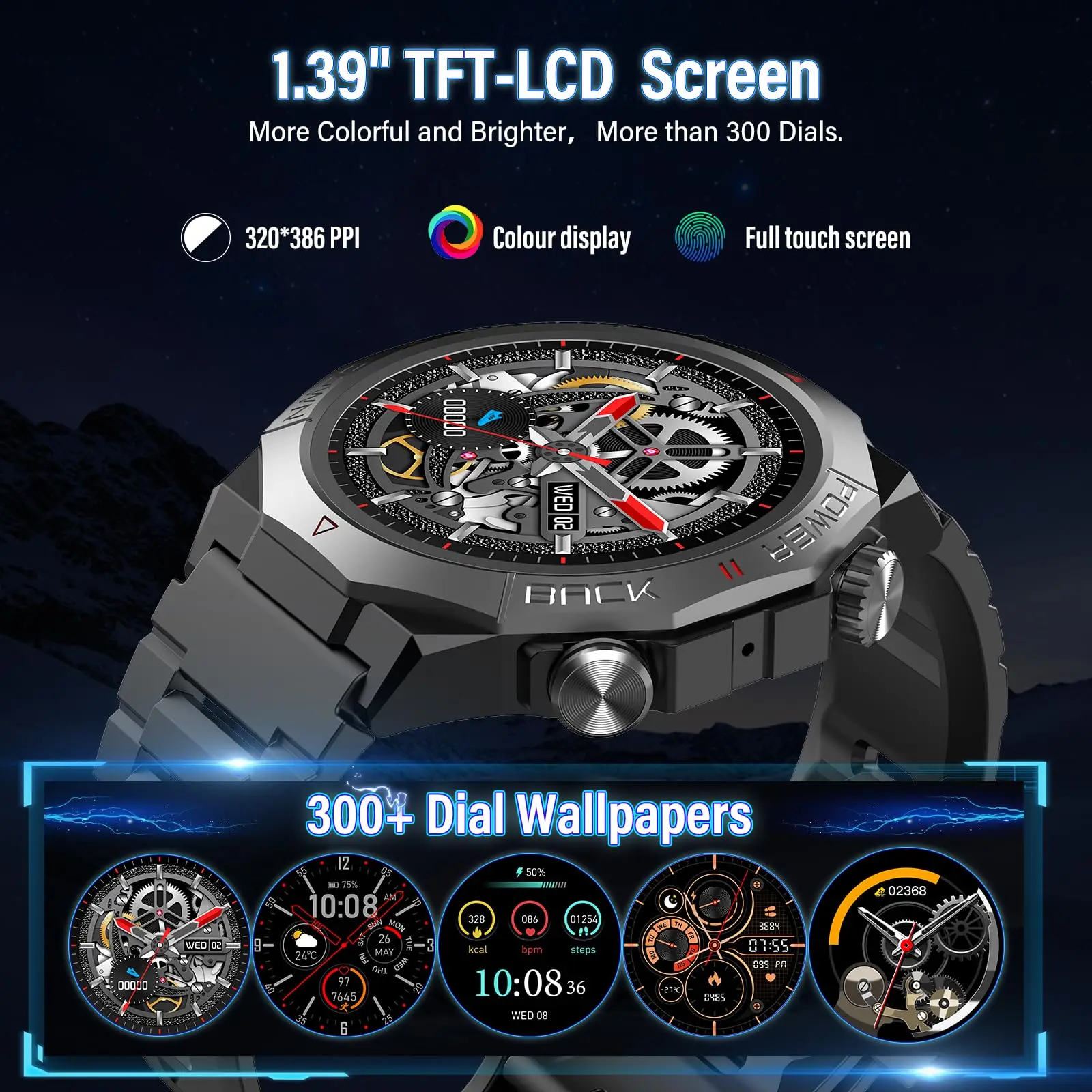 

Smart Watch, Bluetooth Calling & Notifications | 1.39" HD Screen | 110+ Sports Modes | 30-Day Battery Life | IP68 Waterproof
