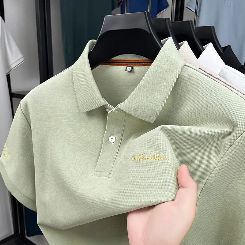 

Luxury brand classic short sleeve polo shirt summer solid color casual breathable new fashion letter embroidery lapel T-shirt