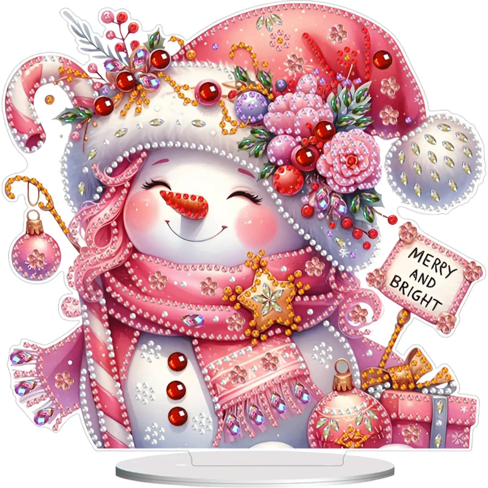 

Christmas Snowman Diamond Painting Tabletop Ornaments Kit Cute 5D DIY Diamond Art Tabletop Decorations for Adults Beginner