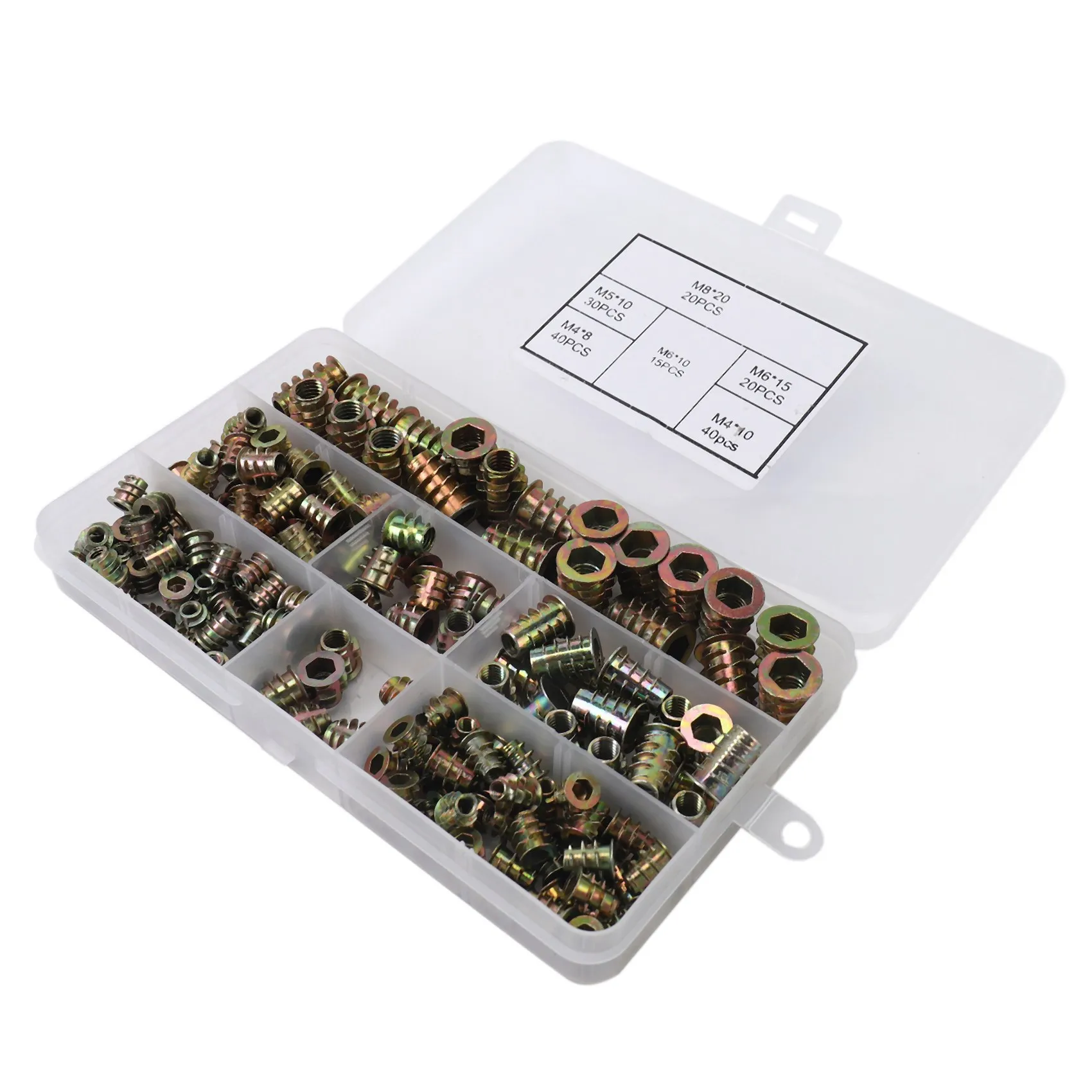 Dadi per inserti filettati B03C, kit di strumenti per assortimento di inserti in legno, /M5/M6/M8 Inserti per viti per mobili Fissaggio per bulloni (660 pezzi)