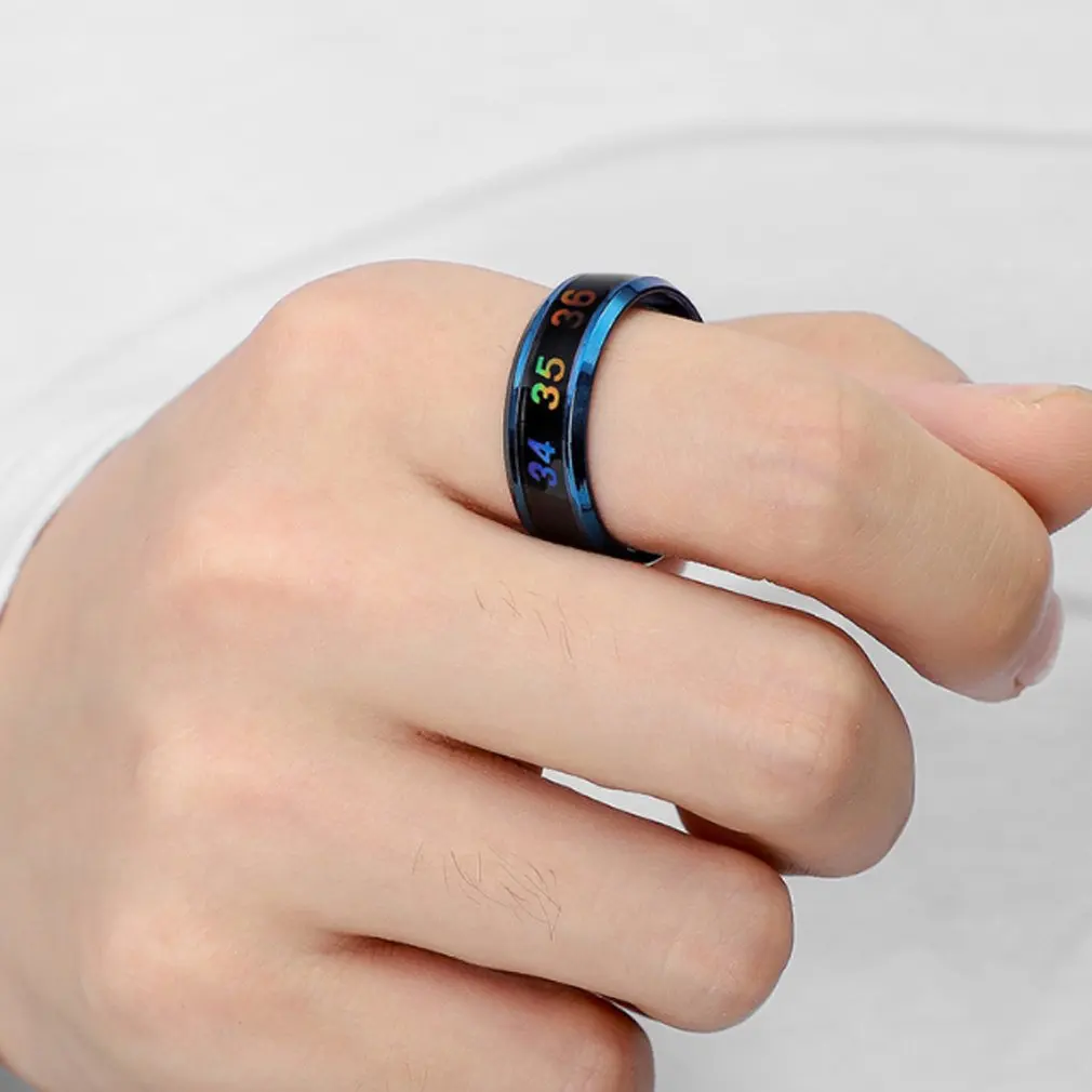 Temperature Ring Titanium Steel Mood Emotion Feeling Intelligent Temperature Sensitive Rings for Women Men No. 12