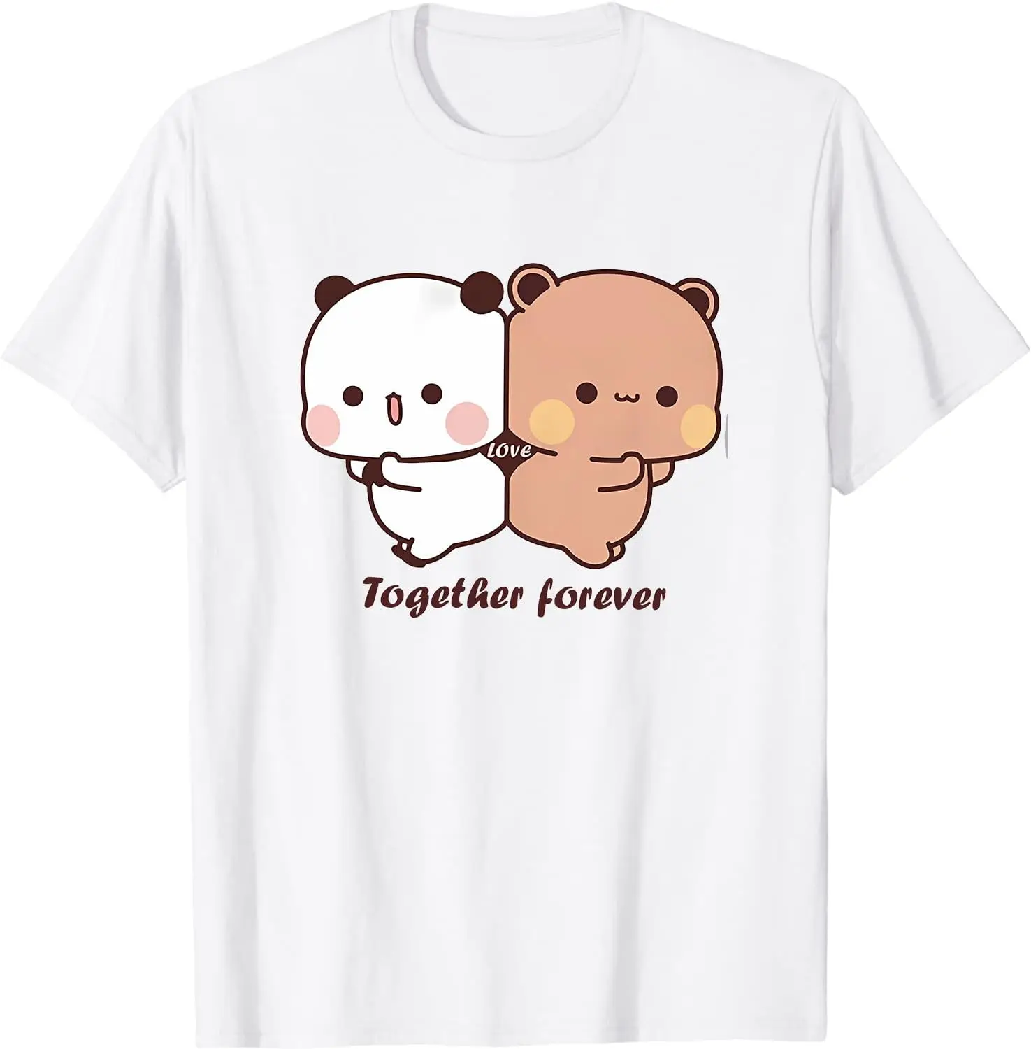 Kawaii Panda Bear Hug Bubu and Dudu Together Forever Valentines Tees High Quality 100%Cotton Short Sleeve