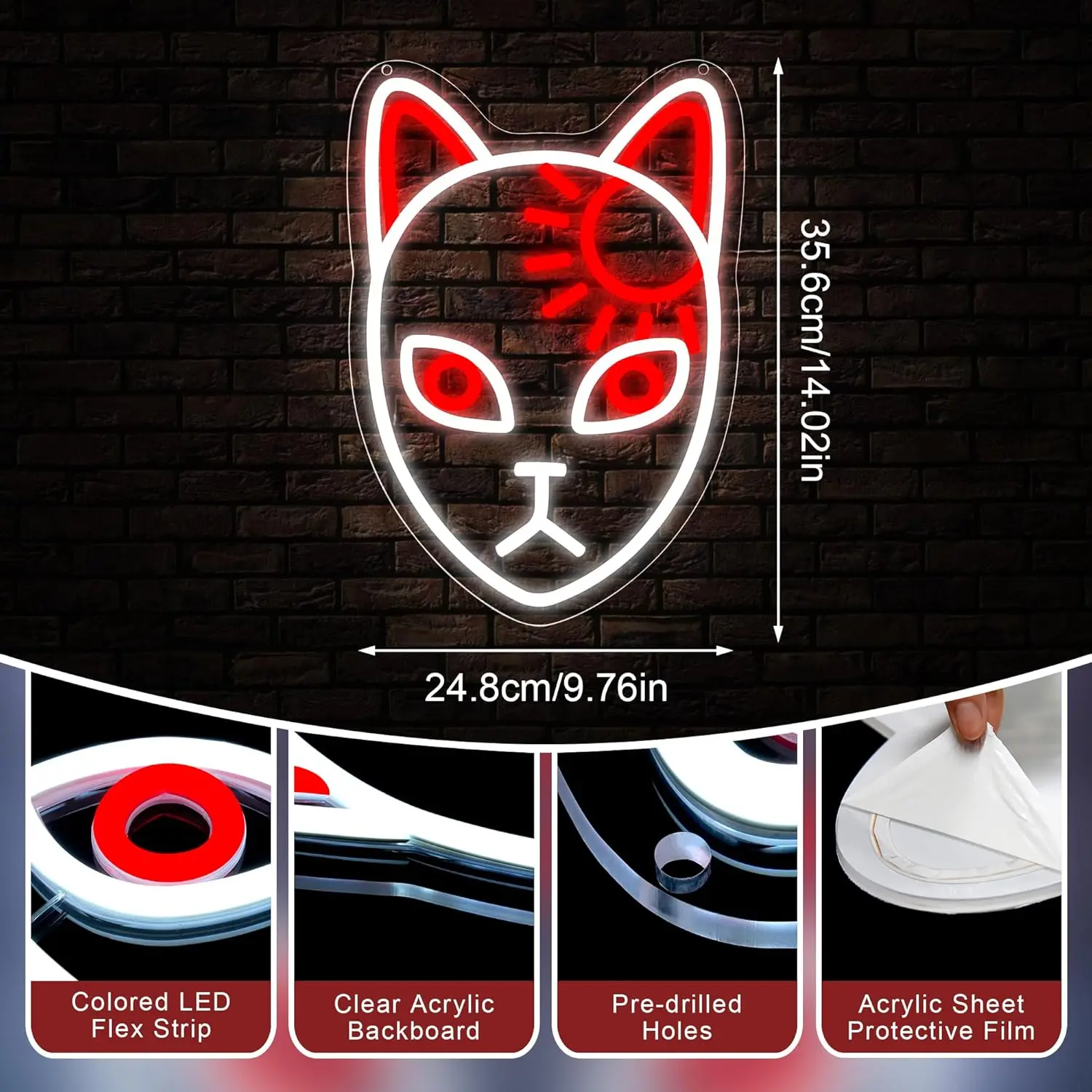 Anime Fox Face Neon Light Sign USB Dimbare LED Neon Sign voor Slaapkamer Woonkamer Club Bar Man Cave Party Geschenken Muur Decor
