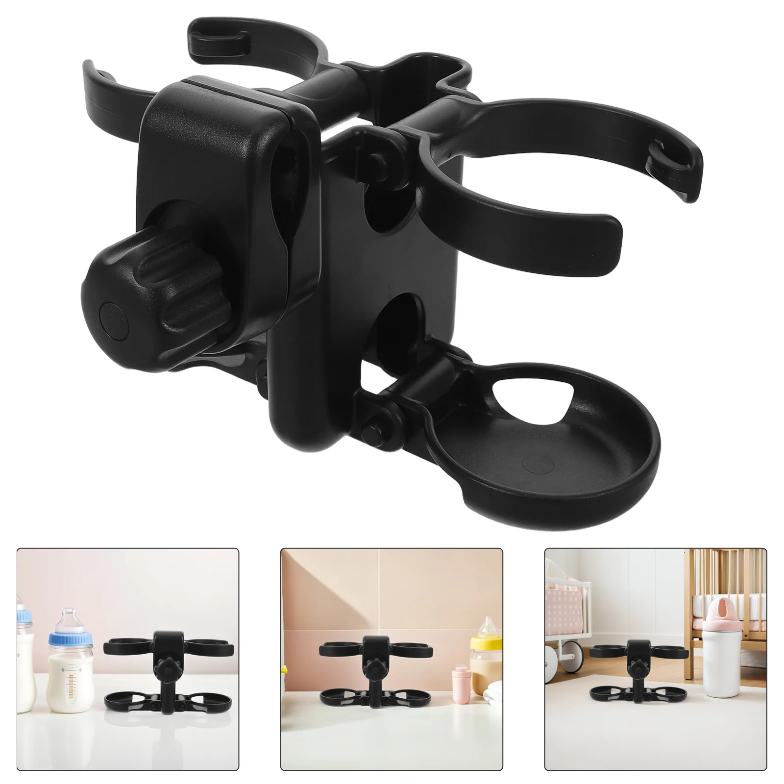 

Universal Stroller Cup Holder For Pram Trolley Walker Black Drink Bottle Phone Organizer Travel Essential Durable