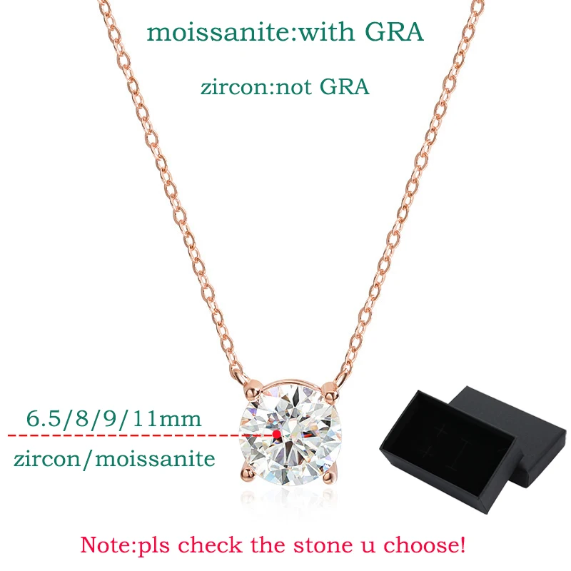 Smyoue 1-5CT Rose Gold Color Moissanite Necklace for Women D Color Sparkling Classic Lab Diamon Pendant Sterling Silver 925 GRA