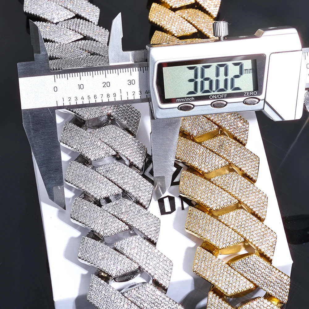 ESKEEM 20/26/36mm Iced Out Diamond Chunky Cuban Link Chain Necklace Gold Plated Hip Hop Jewelry for Men