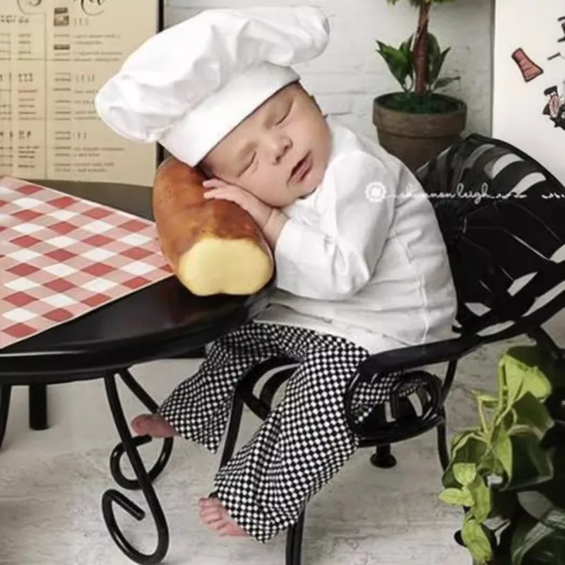 New Newborn Photography Clothing Baby Photography Clothing Little Chef Character Three Piece Clothing Baby Studio Photography