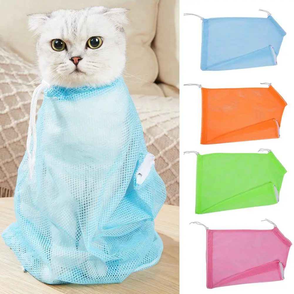 Mesh Cat Groom Bath Bag Adjustable Dogs Anti Scratch Bite Kat Nail Trim Inject Examing Pet Washing Clean Restraint Massage Bags