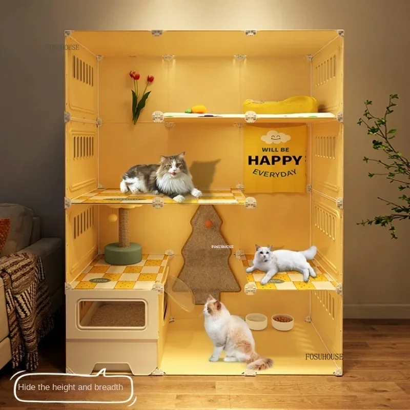 Extra Large Indoor Transparent Cat Cages Multifunctional Outdoor Cat Cabinets Free Space Home Cat Villa with Toilet Integrated M