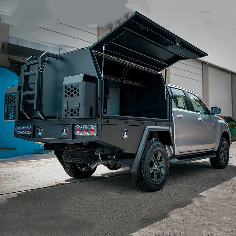 High Quality 4x4 Black Powder Coated Aluminum Lockable Hardtop Canopy Dual Cab Pickup