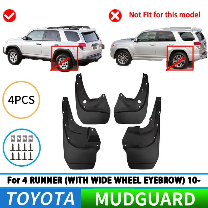 Suitable for Toyota 4Runner 2010-2025 car tire mudguards and splash guards, front and rear wheel mudguards, automotive parts.