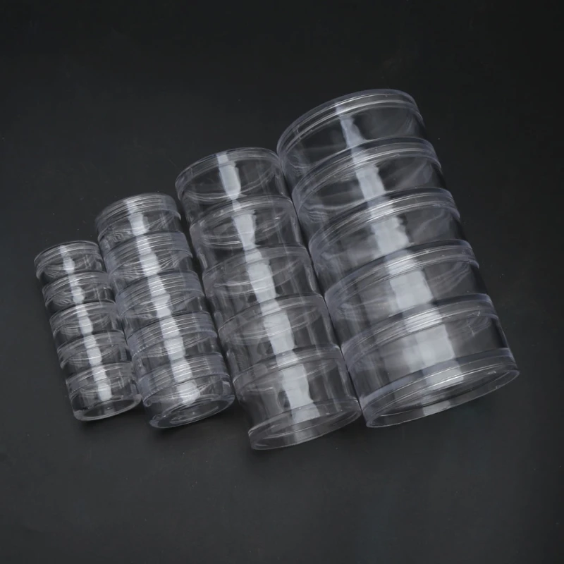 Plastic Container 5 Layer Joint Stackable Round Box Super Clear Accessories Organizer Box for Beads Crafts Findings 634D