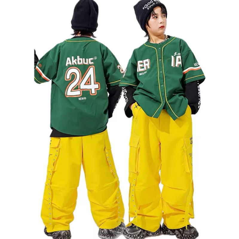 

Japanese Boy Street Clothes Wear Hip Hop Children Costume Performance Suit Teenage Kids Hiphop Y2K Streetwear Jersey Outfit Set