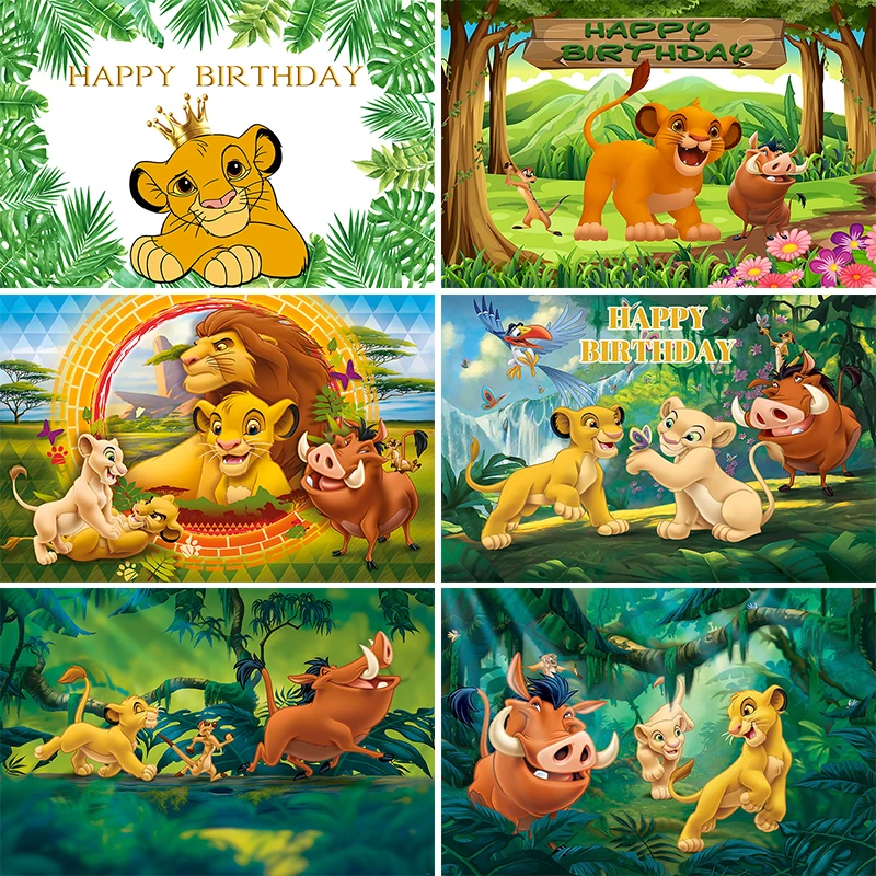 Lion King Backdrop for Photography Jungle Lion King Baby Shower Background for Boy Vinyl Happy Birthday Wild One Themed Backdrop