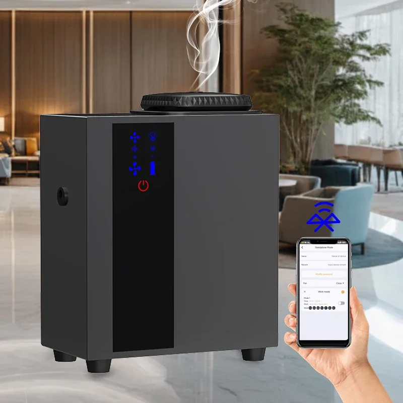 

2025 A300 Waterless Scent Diffuser Machine Smart Lock Electric Essential Oil Diffuser Aroma Diffuser Black Metal 12V 8W