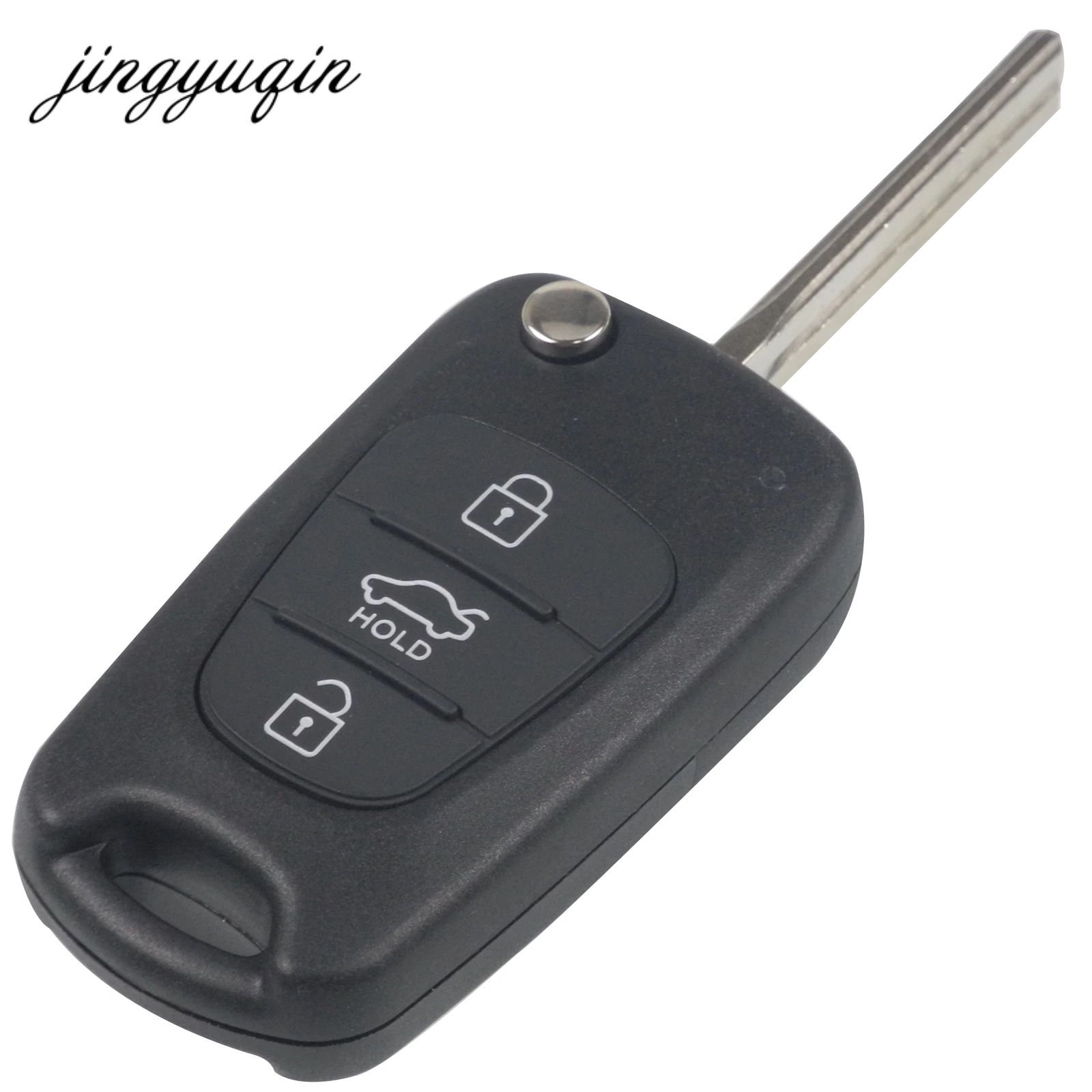 jingyuqin 10pcs Remote Flip Key Shell For KIA K2 K5 For Hyundai ix30 ix35 3 Buttons Car Folding Fob Case With Hold Button FOB