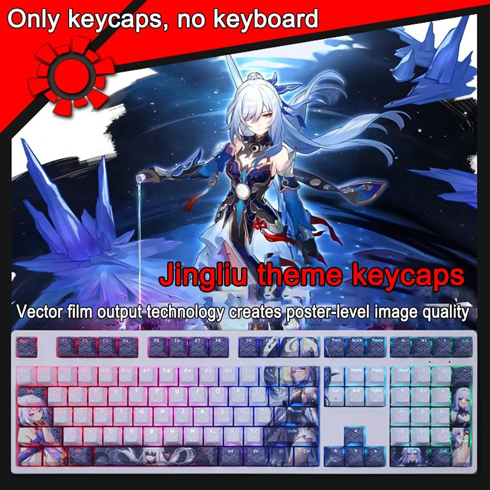 108 Keys/set Honkai Impact 3 Keycaps PBT Dye Subbed Firefly Keycaps Cherry Anime Cartoon Gaming Key Caps For ANSI 61 87 104 108