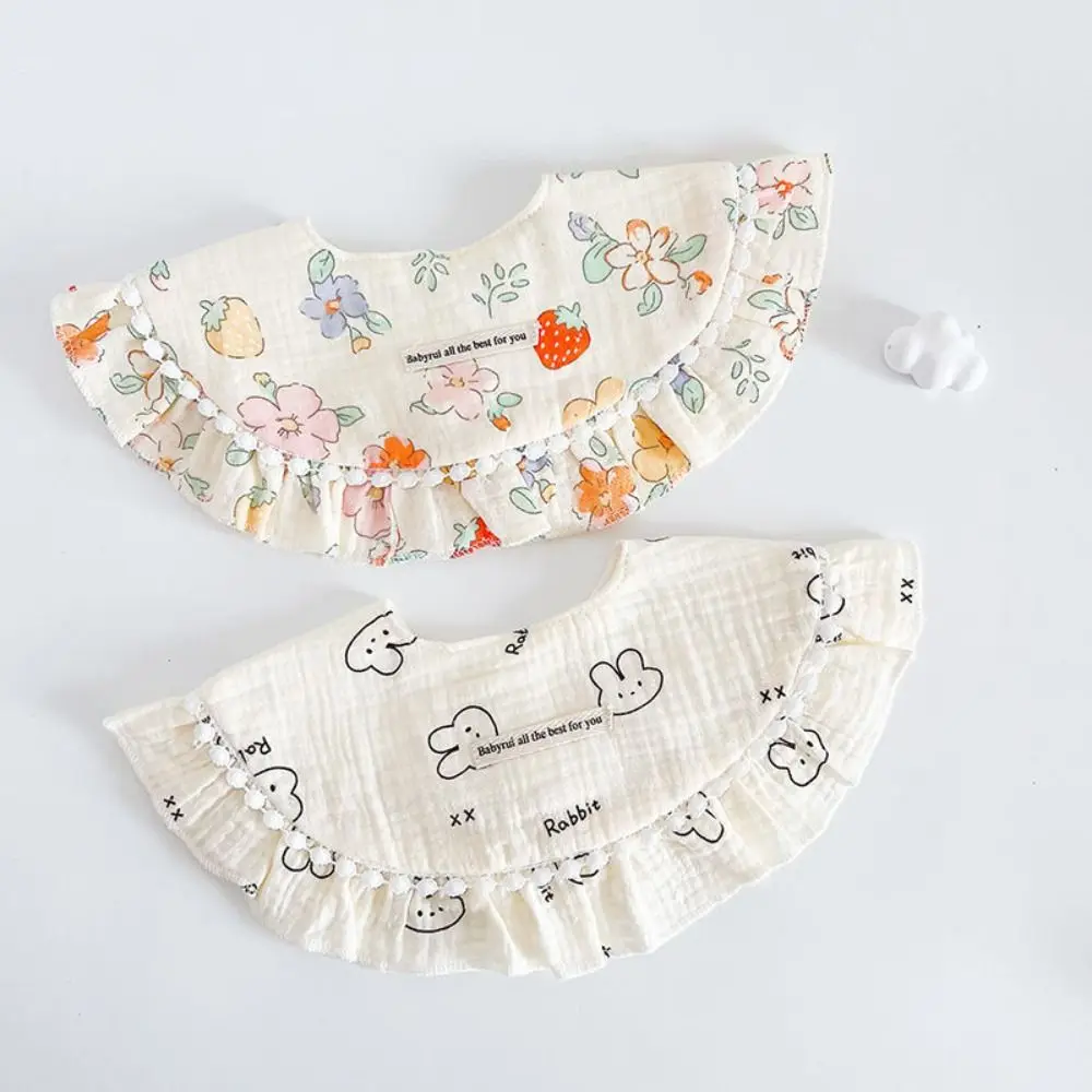 Sweet Feeding Baby Cotton Bibs Princess Floral Baby Drooling Bibs INS Round Neck Saliva Towel Cloths Neck Wear Accessories